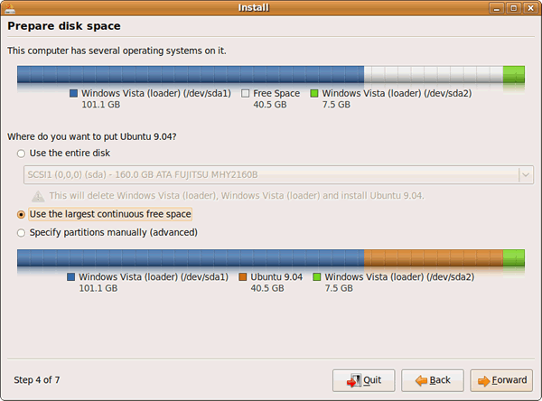 Set up a disk partition for Ubuntu