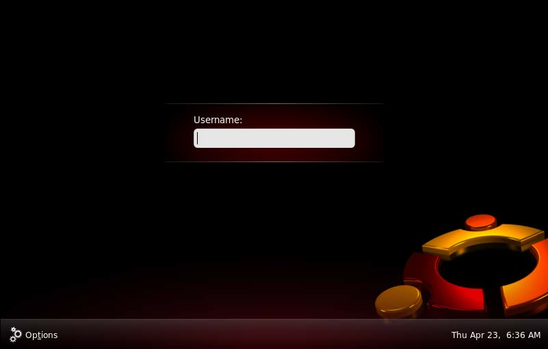 The all new Ubuntu login screen